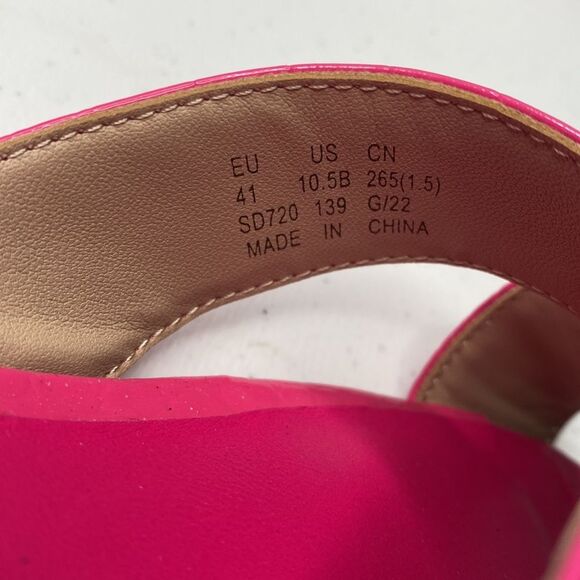 Stuart Weitzman Roza Flat Slide Sandal Pink Croc Embossed Leather 10.5 - Picture 6 of 13